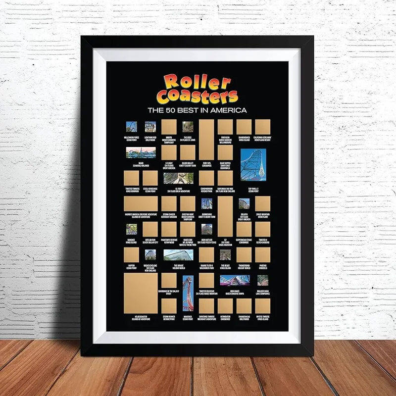 50 Best Roller Coasters Scratch Off Poster